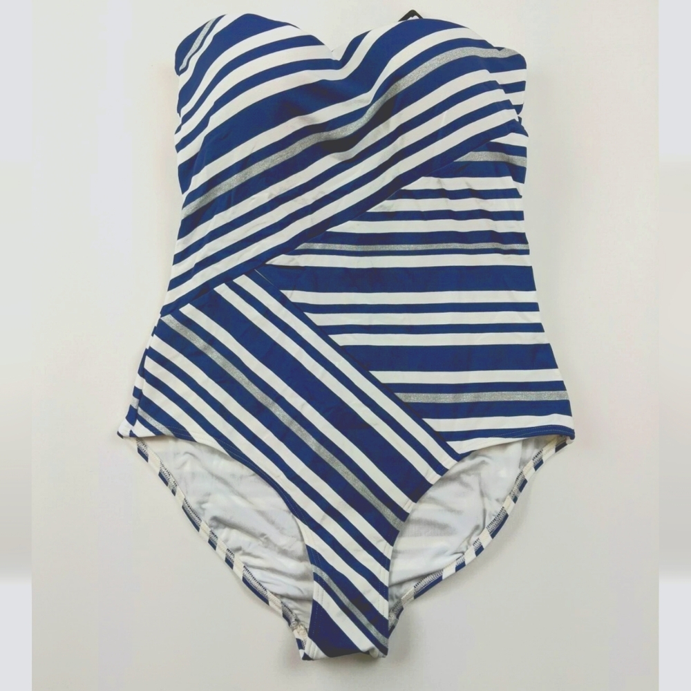 Jets Vista Bandeau One Piece Swimsuit, Blue, Women's 8